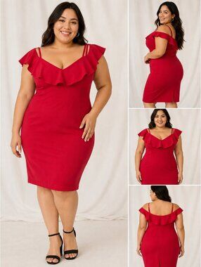 Emerald Sundae Red Ruffle Mini Dress Size XL